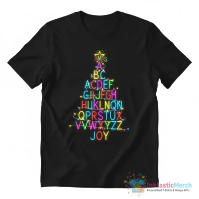 Christmas Tree Alphabet Lights shirt - High Quality Printed T-Shirt