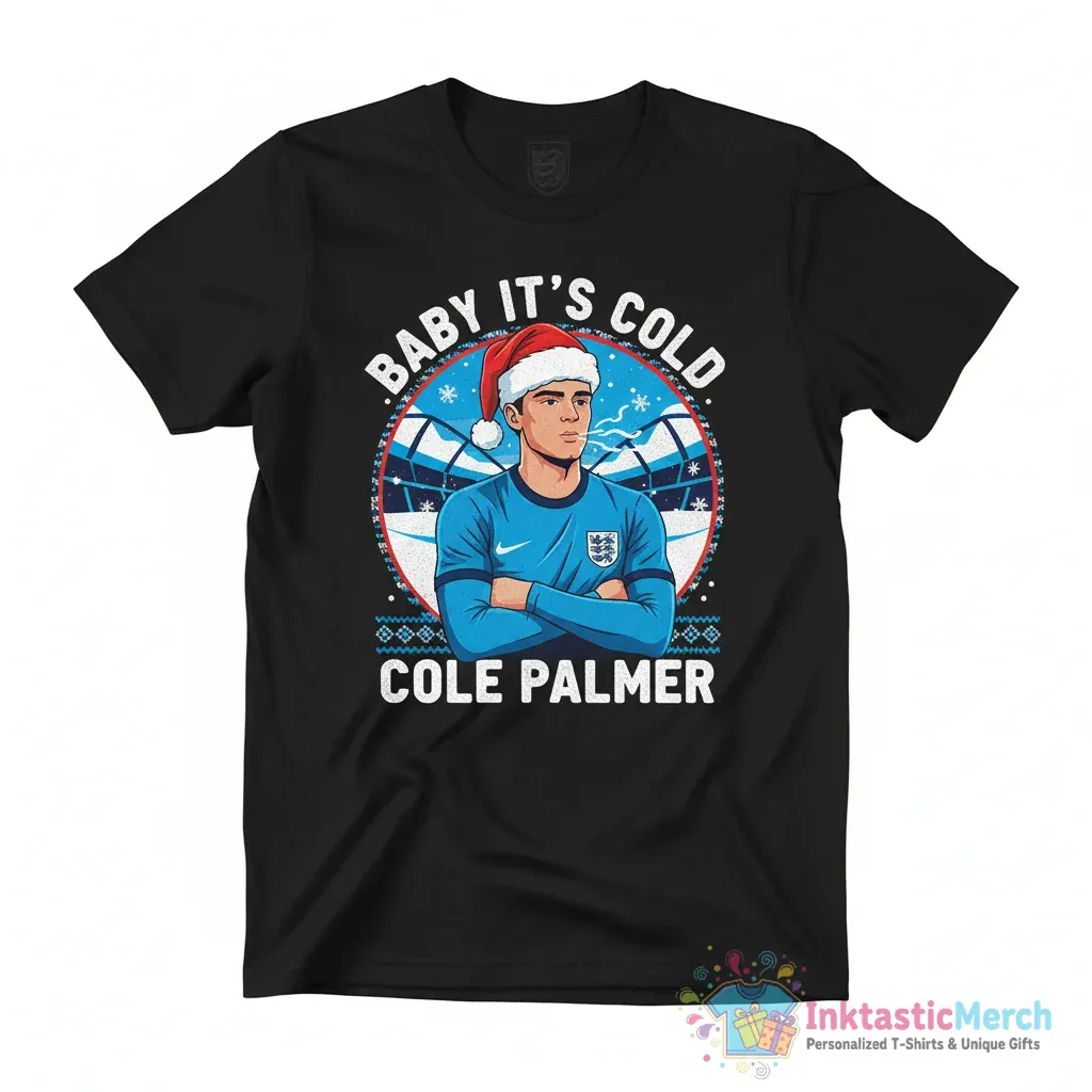 Cold Palmer Santa hat Cole England Football player baby it’s cold outside shirt 1 Cold Palmer Santa hat Cole England Football player baby it’s cold outside shirt - High Quality Printed T-Shirt