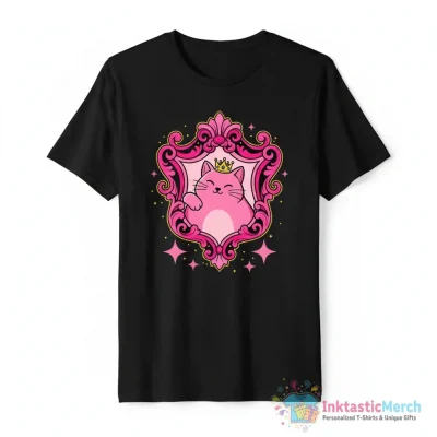 Cute Cat pink Ornament - High Quality Printed T-Shirt