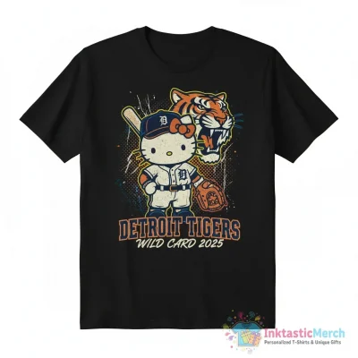 Detroit Tigers X Hello Kitty MLB Wild Card 2025 Baseball Shirt - High Quality Printed T-Shirt