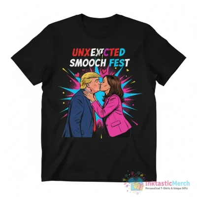 Donald Trump And Kamala Harris Kissing unexpected smooch fest shirt - High Quality Printed T-Shirt