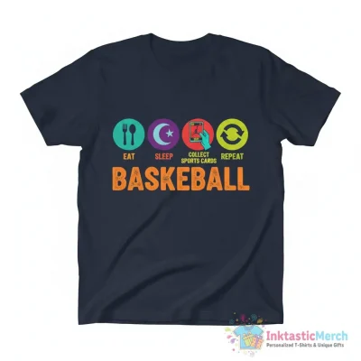 Eat sleep collect sports cards repeat collecting basketball shirt - High Quality Printed T-Shirt