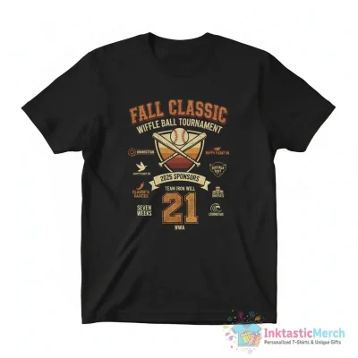 Fall Classic Wiffle ball tournement 21 team Iron Will and NWA thank our 2025 sponsors shirt - High Quality Printed T-Shirt