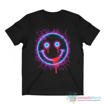 Gun shot smiley face shirt - High Quality Printed T-Shirt