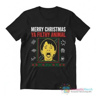 Home Alone Kevin McCallister Merry Christmas ya filthy animal shirt - High Quality Printed T-Shirt