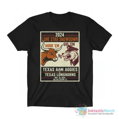 Hook ’em gig ’em Texas A&M Aggies vs Texas Longhorns 2024 Lone Star Showdown Matchup shirt - High Quality Printed T-Shirt