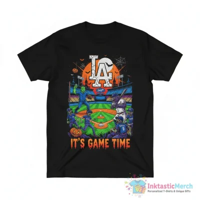 Horror characters Los Angeles Dodgers baseball it’s game time Halloween shirt - High Quality Printed T-Shirt