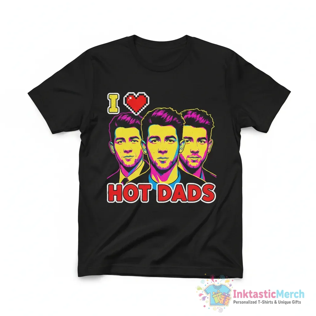 I love hot Dads Jonas Brothers photo vintage shirt 1 I love hot Dads Jonas Brothers photo vintage shirt - High Quality Printed T-Shirt