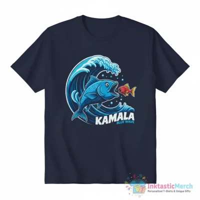 Kamala blue wave big fish eats small fish shirt - High Quality Printed T-Shirt