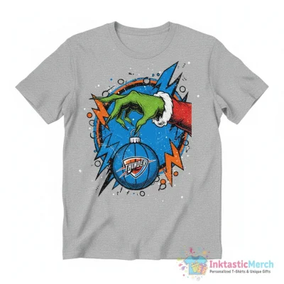 Oklahoma City Thunder Grinch Hand Christmas Ornament - High Quality Printed T-Shirt