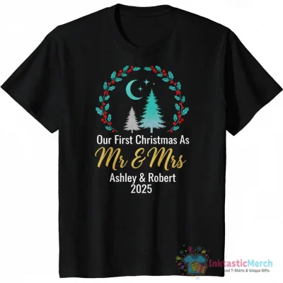 Our First Christmas As Mr and Mrs Personalized Ornament - High Quality Printed T-Shirt