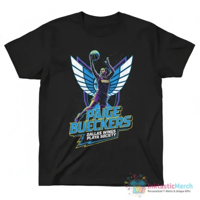 Paige Bueckers Dallas Wings Playa Society Sketch cartoon shirt - High Quality Printed T-Shirt