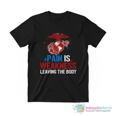 Pain is weakness leaving the body USMC logo shirt - High Quality Printed T-Shirt