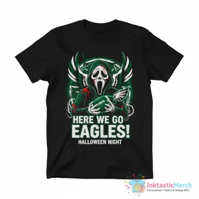 Philadelphia Eagles x Ghostface here we go Halloween shirt - High Quality Printed T-Shirt