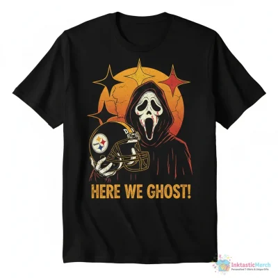 Pittsburgh Steelers x Ghostface here we go Halloween shirt - High Quality Printed T-Shirt