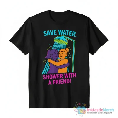 Save water shower with a friend shirt - High Quality Printed T-Shirt