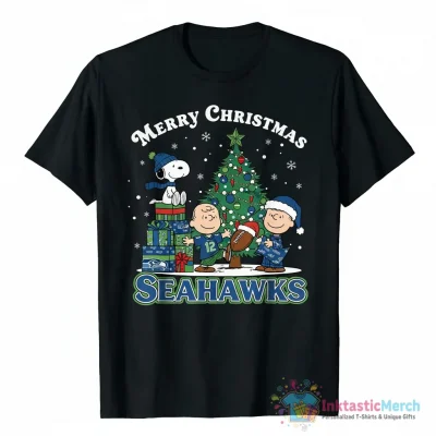 Seattle Seahawks x Peanuts Characters Merry Christmas Seahawks shirt - High Quality Printed T-Shirt
