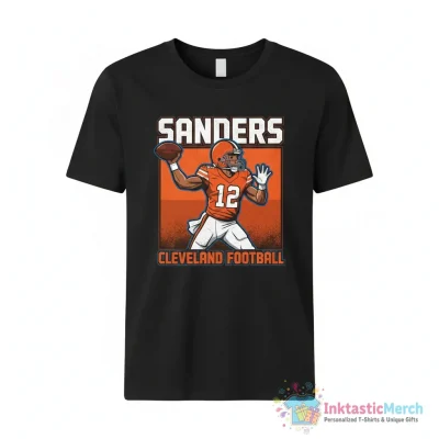Shedeur Sanders cartoon Cleveland Browns NFL Football 8 bit shirt - High Quality Printed T-Shirt