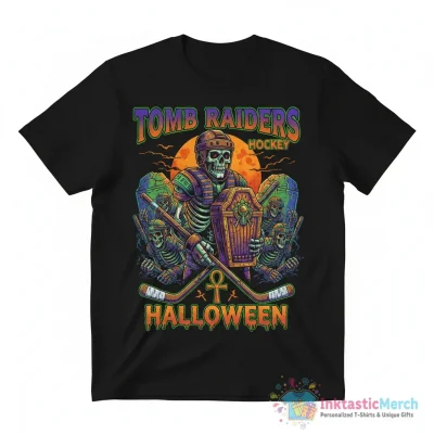 Skeleton Tomb Raiders hockey Halloween shirt - High Quality Printed T-Shirt