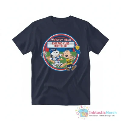 snoopy and Charlie Brown vs Chicago Cubs MLB Baseball Here We Go shirt - High Quality Printed T-Shirt