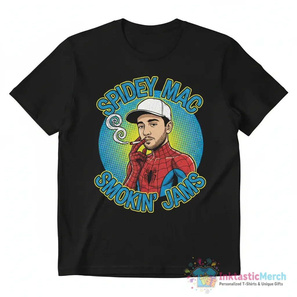 Spider man Mac Miller cigarette smoking shirt 1 Spider man Mac Miller cigarette smoking shirt - High Quality Printed T-Shirt