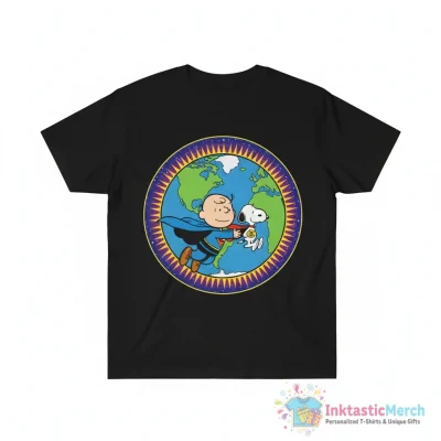 Superman and Krypto X Charlie Brown and Snoopy Super Earthrise shirt - High Quality Printed T-Shirt