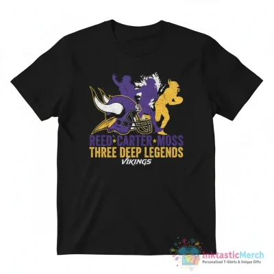 Three deep legends Jake Reed Cris Carter and Randy Moss Minnesota Vikings shirt - High Quality Printed T-Shirt