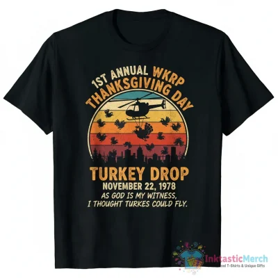 Turkey drop 1st annual WKRP thanksgiving day 1978 shirt - High Quality Printed T-Shirt