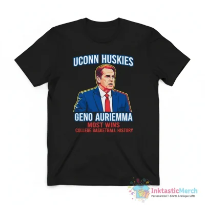 UConn Basketball Geno Auriemma most wins in college basketball history shirt - High Quality Printed T-Shirt