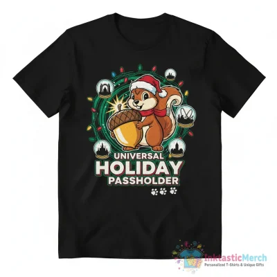 Universal Studios Passholder Christmas Earl the Squirrel shirt - High Quality Printed T-Shirt
