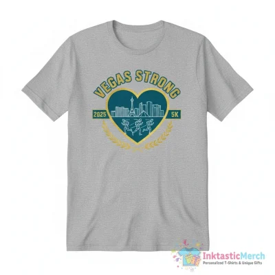 Vegas Strong 2025 5K heart logo shirt - High Quality Printed T-Shirt