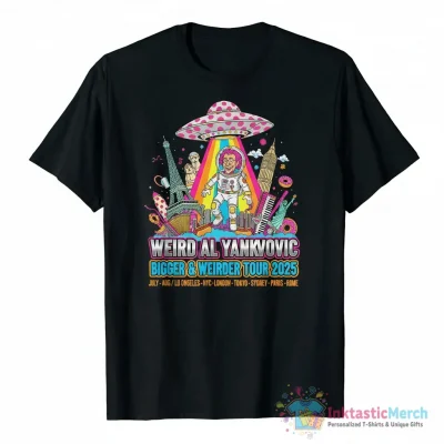 Weird Al Yankovic bigger and weirder 2025 tour dates shirt - High Quality Printed T-Shirt