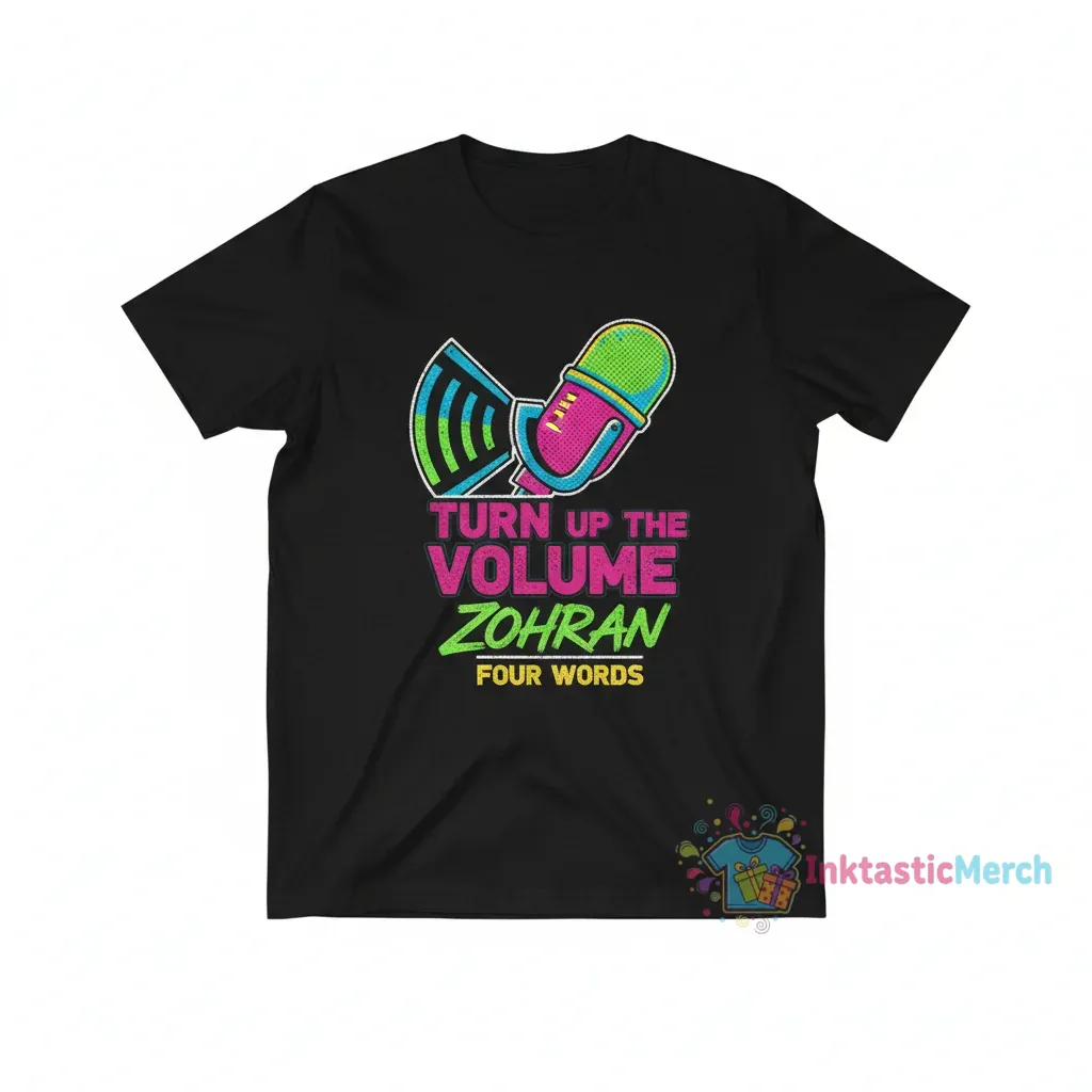 4 Words Turn the Volume Up Zohran T-Shirt | Graphic Tee for Music Lovers 1 4 Words Turn the Volume Up Zohran T-Shirt | Graphic Tee for Music Lovers