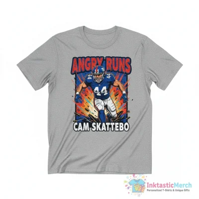 Angry Runs Cam Skattebo New York Giants Football Shirt - High Quality Printed T-Shirt