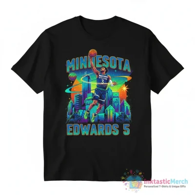 Anthony Edwards Minnesota Timberwolves NBA Basketball skyline cartoon shirt - High Quality Printed T-Shirt