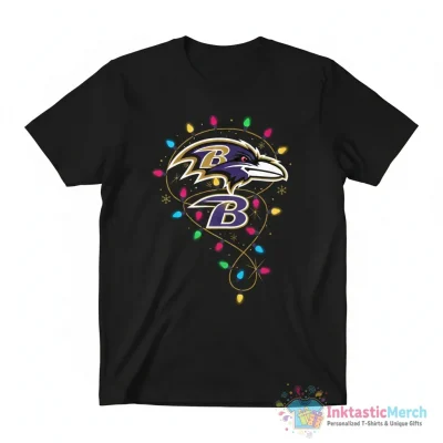 Baltimore Ravens Logo Holiday Lights Ornament - High Quality Printed T-Shirt