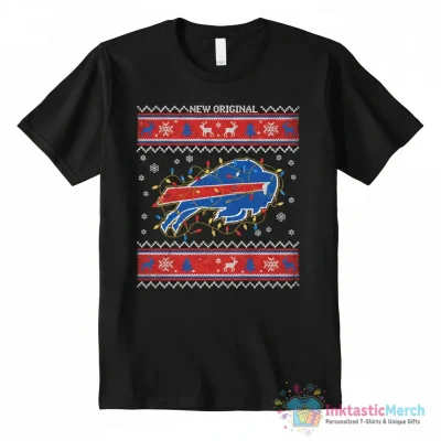 Buffalo Bills Primary Logo Holiday Christmas light ugly shirt - High Quality Printed T-Shirt