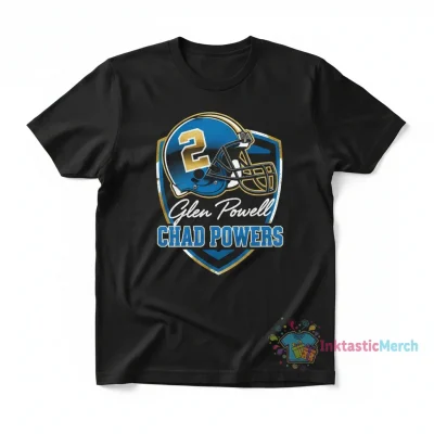 Chad Powers 2 football helmet Glen Powell signature shirt