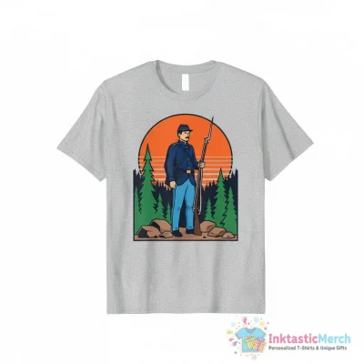 Civil War Soldier on Picket Duty shirt - High Quality Printed T-Shirt