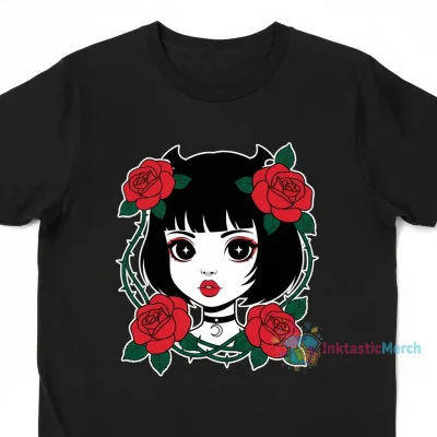 Cute Petite Goth Girl Red Lips " Essential T-Shirt