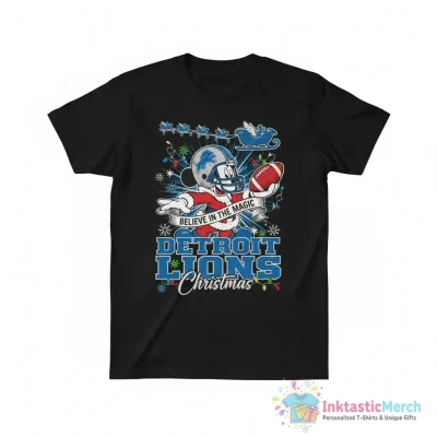 Detroit Lions x Mickey Mouse believe in the magic of Christmas shirt - High Quality Printed T-Shirt