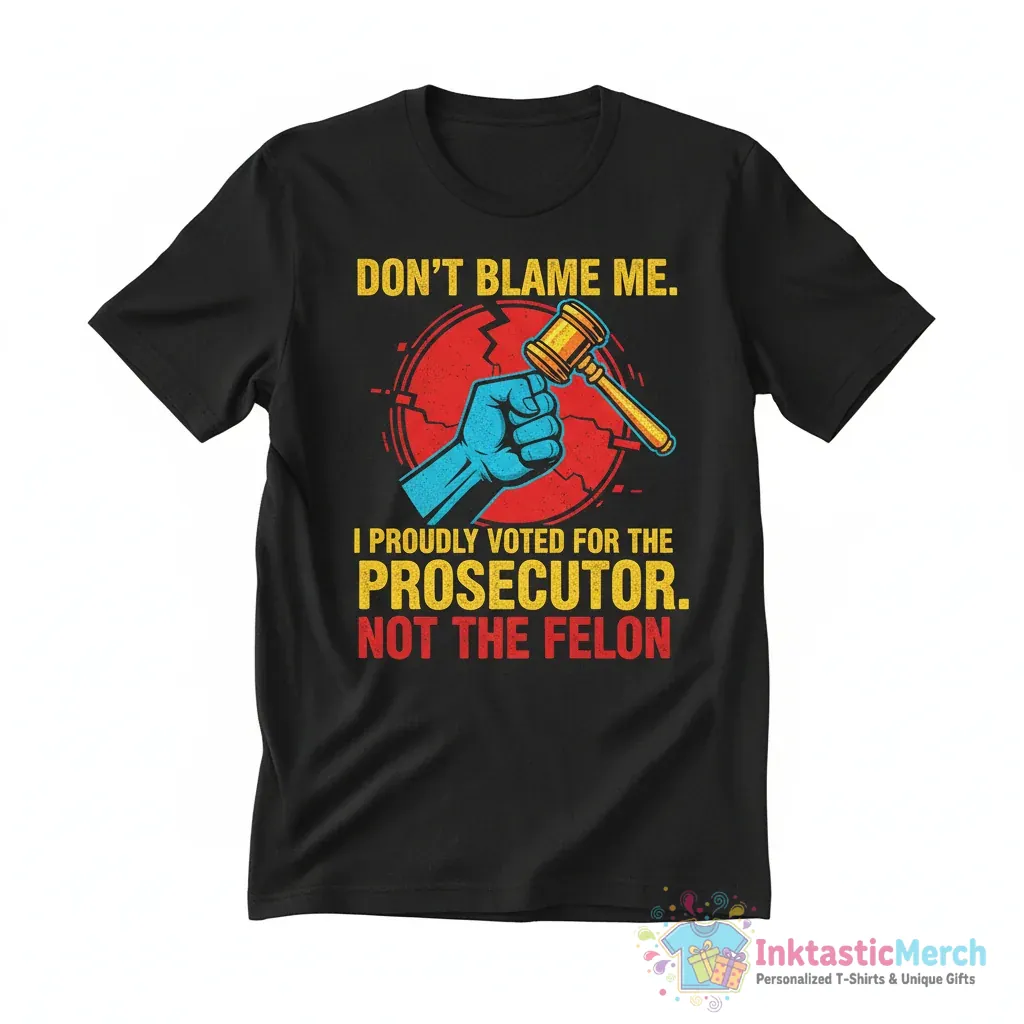 Don’t blame me I proudly voted for the prosecutor not the felon shirt 1 Don’t blame me I proudly voted for the prosecutor not the felon shirt - High Quality Printed T-Shirt