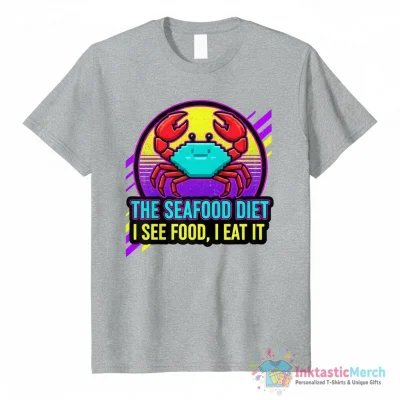 "Funny Diet T-Shirt | Seafood Diet | Diet Meme Quote | Eating Quote T-Shirt" Essential T-Shirt for Sale by PeaceLoveWealth - High Quality Printed T-Shirt