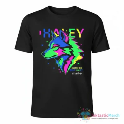 "Glitched Wolf Haley" Essential T-Shirt for Sale by charlie- - High Quality Printed T-Shirt