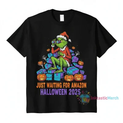 Grinch Just Waiting for Amazon Pumpkin Halloween 2025 Shirt