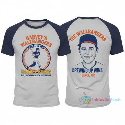 Harvey’s Wallbangers Brewers Cesar’s Inn rud Harvey Kuenn 2 sided shirt