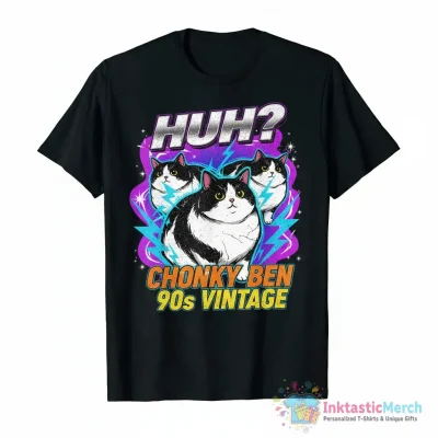 Huh Cat Chonky Ben Meme 90s Bootleg Vintage Essential T-Shirt