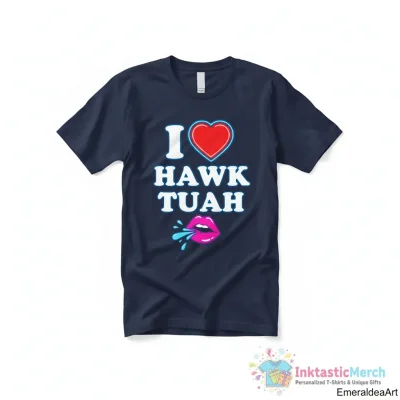 "I love Hawk Tuah (tiktok trend) white text" Essential T-Shirt for Sale by EmeraldeaArt - High Quality Printed T-Shirt