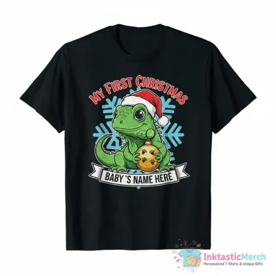 Iguana Baby Christmas Personalized Ornament - High Quality Printed T-Shirt