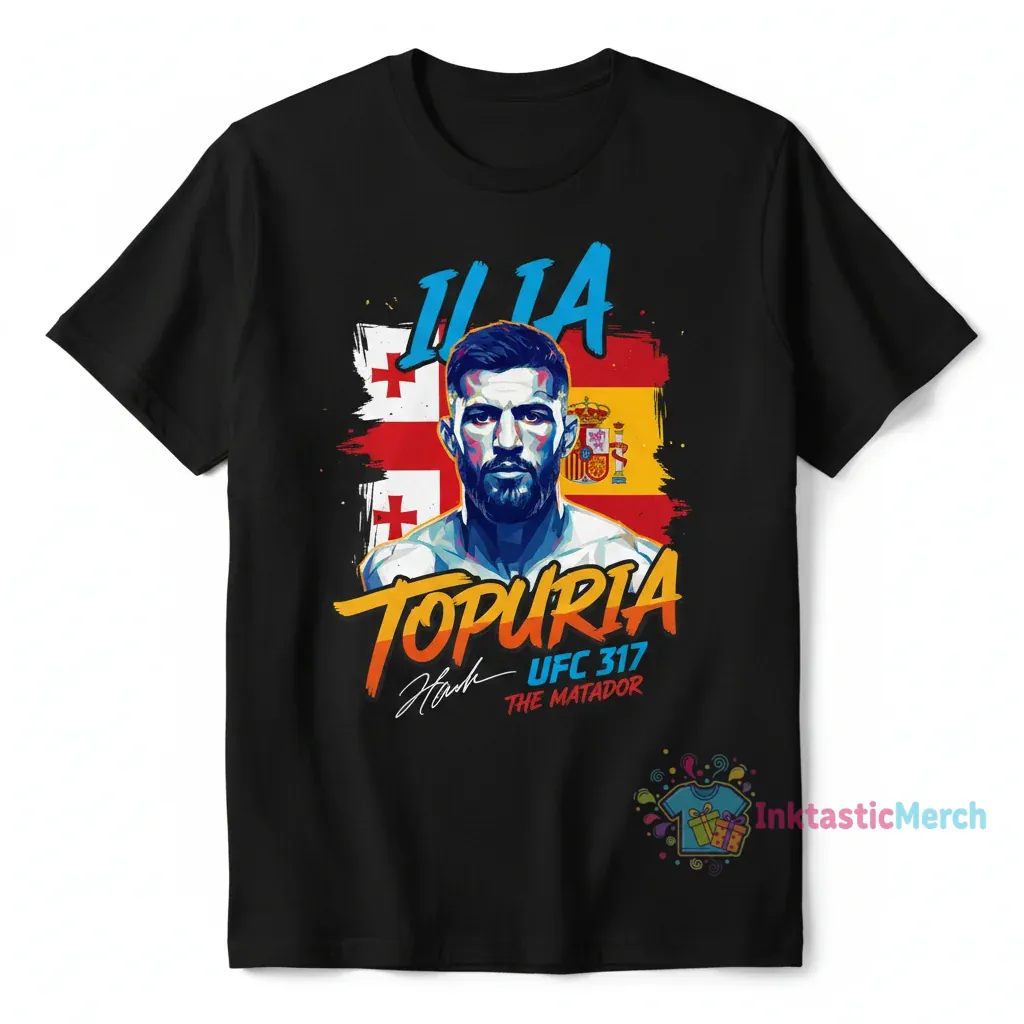 Ilia Topuria UFC 317 Signed Fighter T-Shirt 1 Ilia Topuria UFC 317 Signed Fighter T-Shirt